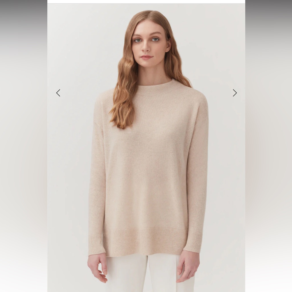 Cuyana Single-Origin Cashmere Funnel Neck Sweater, Sz S/M